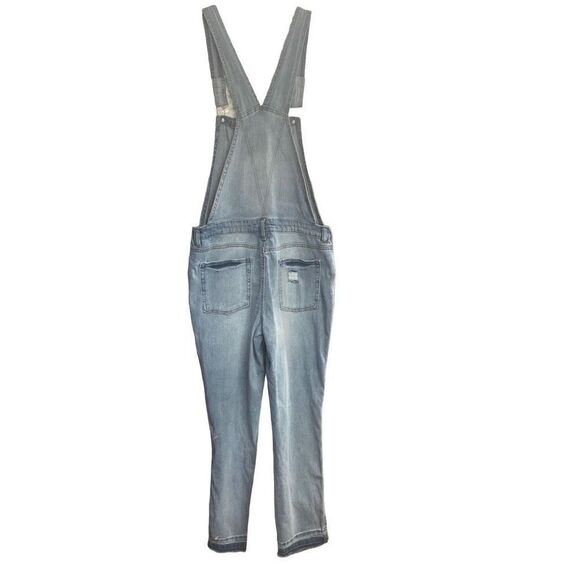 ALMOST FAMOUS Women’s ( Juniors) Blue Overalls Size 9 Inseam 26” Distressed - Picture 2 of 10